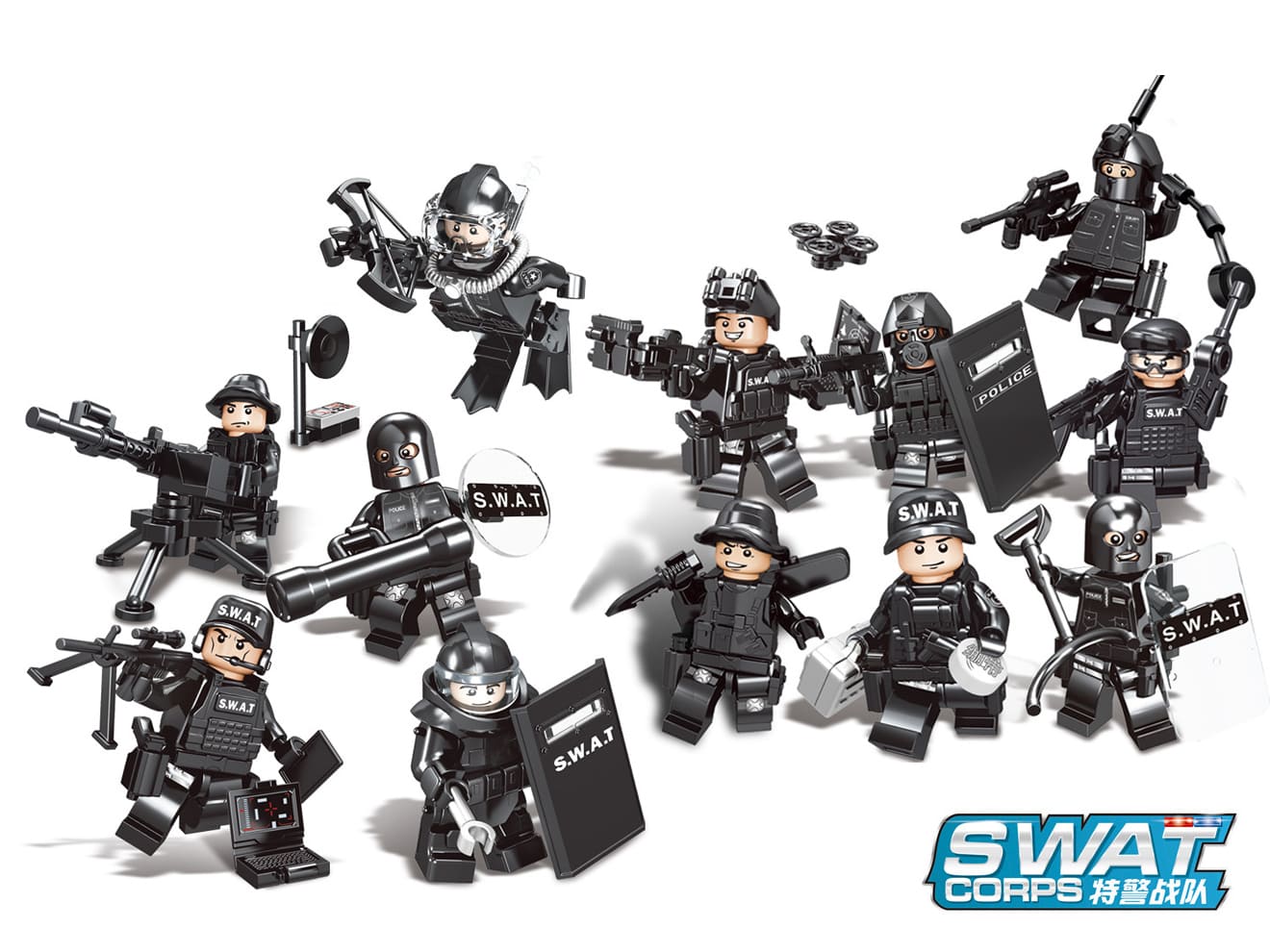楽天市場】AFM SWAT シリーズ ミニフィギュア 12体セット A◇スワット
