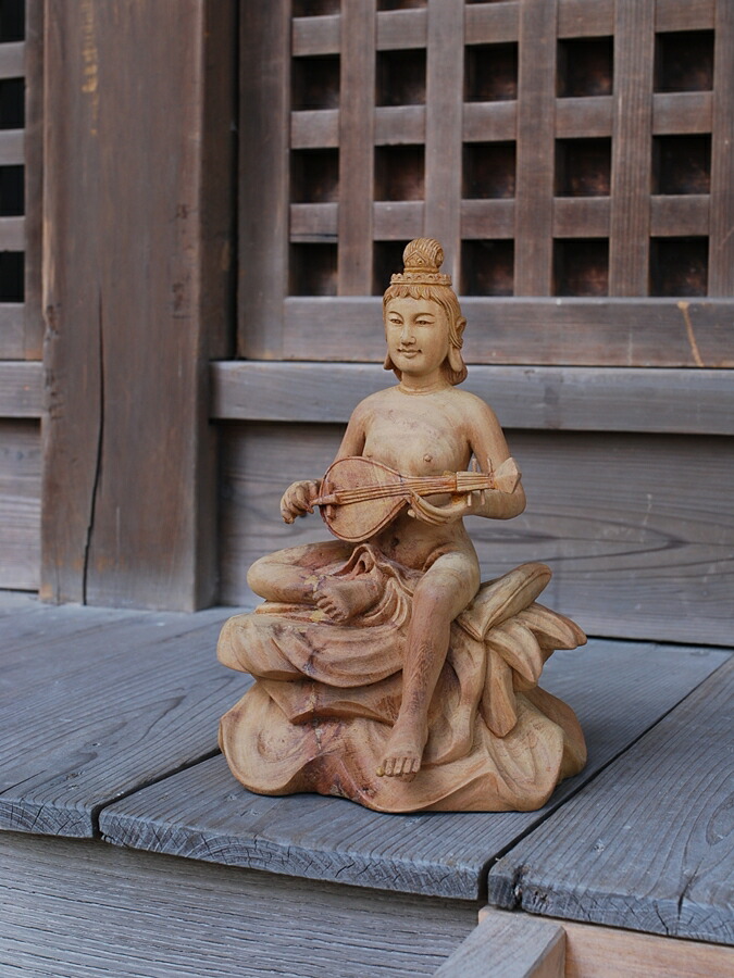 楽天市場】【受注生産】天然木 七福神の琵琶弁財天座像 女神 仏像