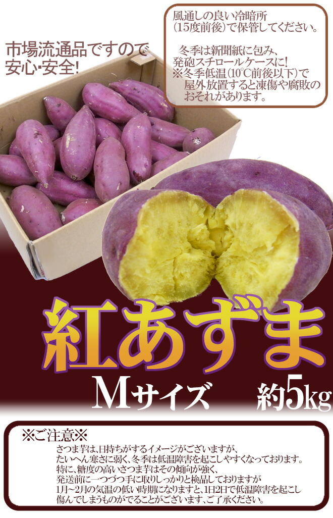 楽天市場】千葉・茨城県産 ”紅あずま” Mサイズ 約5kg さつまいも【予約