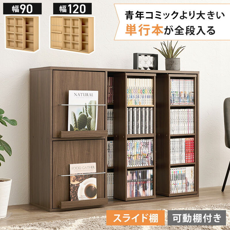 楽天市場】【レビューで特典あり】前後2列スライド式本棚【幅90/120(扉