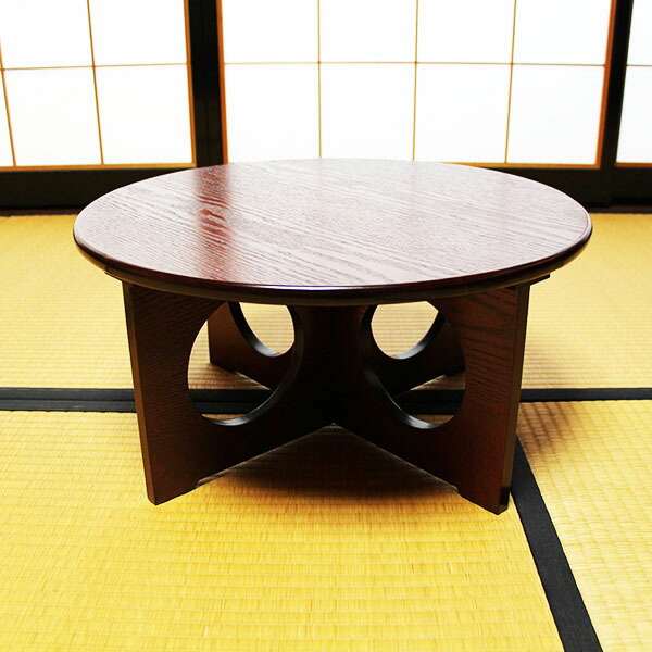 楽天市場】ちゃぶ台 卓袱台 木製 50cm 組み立て 丸型 円卓 漆器 漆塗り