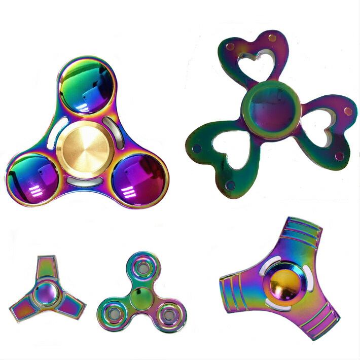 楽天市場】【送料無料】ハンドスピナー Handspinner金属製 虹色