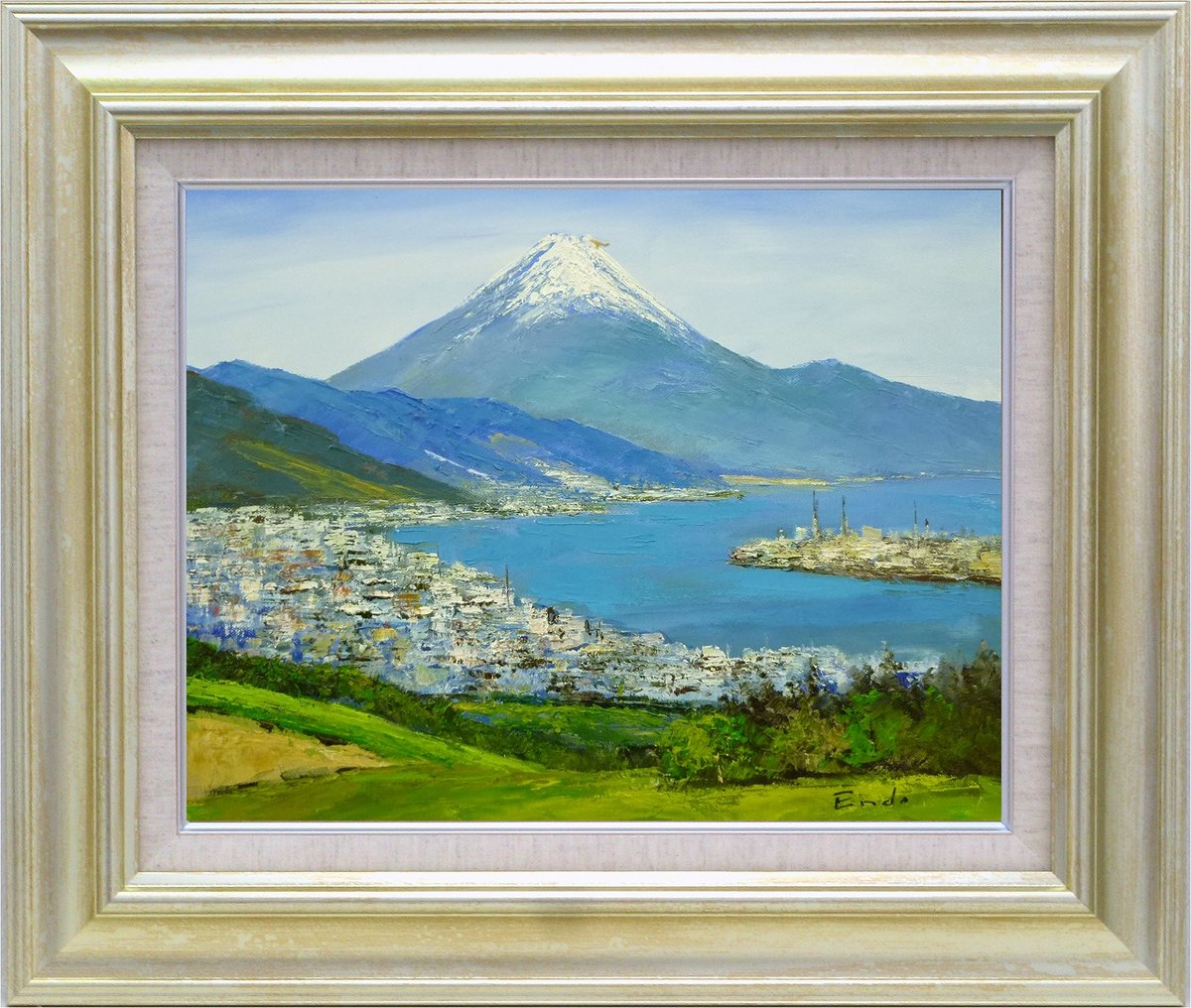 楽天市場】手描き油絵 進藤 勝 清水港 F10 画家本人手描き絵画/額入り