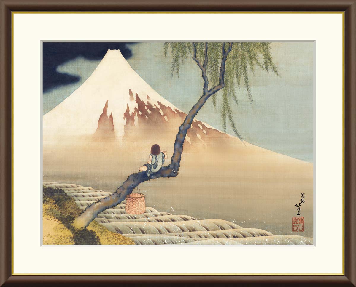 楽天市場】10年保証 名画 油絵 富士と笛吹童図 葛飾北斎 手彩仕上 高