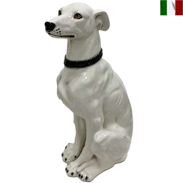楽天市場】置物 グレーハウンド 犬 白 陶器 イタリア インテリア