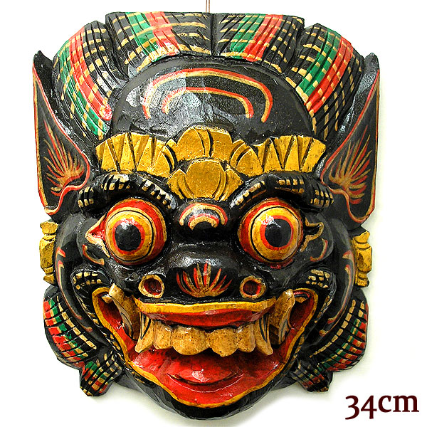 楽天市場】木彫りのお面 マスク 『バロン』壁掛け [縦約34〜5cm