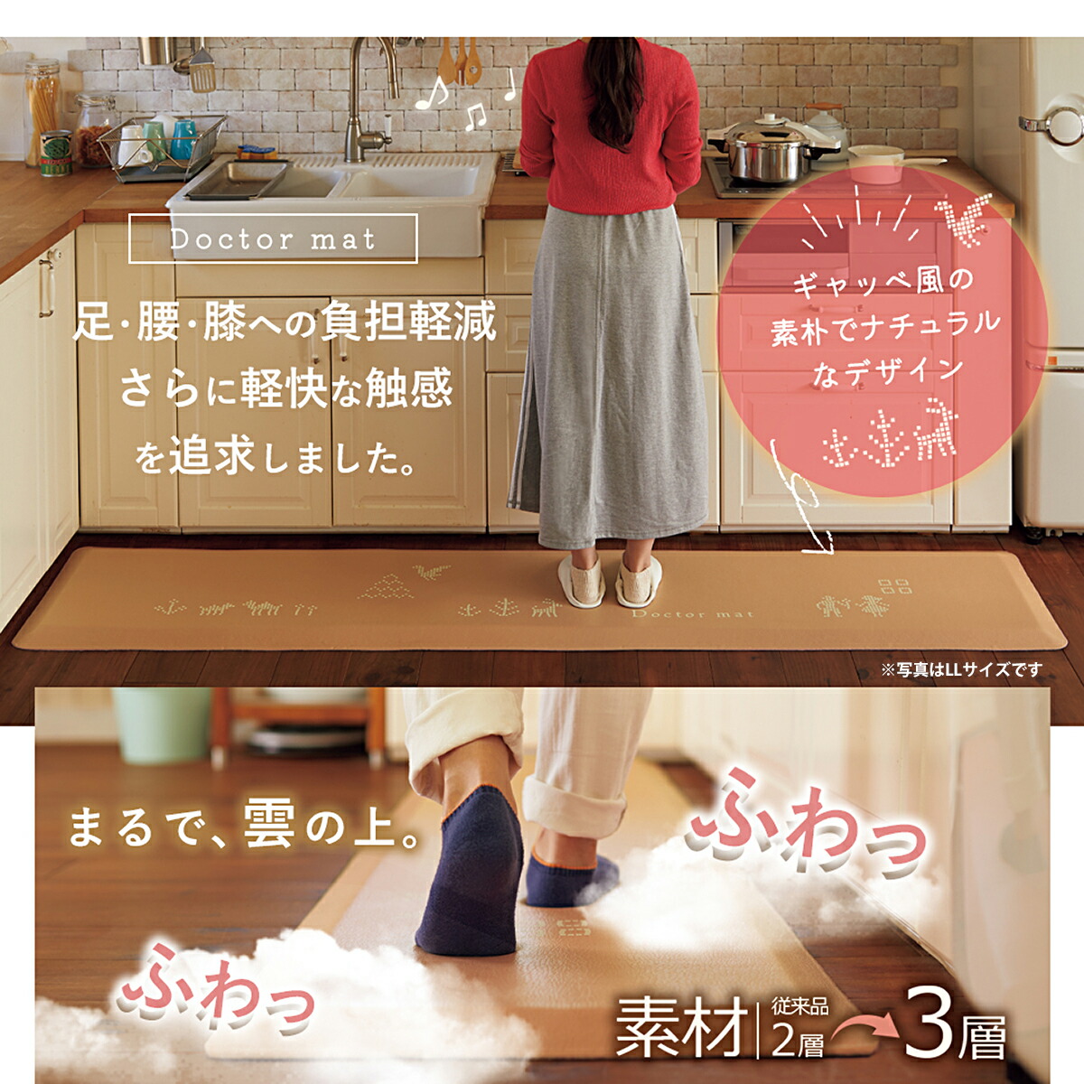楽天市場】キッチンマット ドクターマット 雲 LLサイズ 240cm 51cm