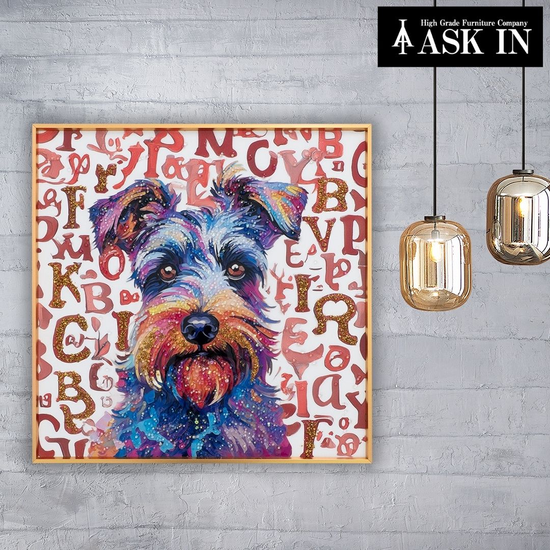 楽天市場】クリスタルアート 犬 51x51cm シュナウザー ドッグ アート