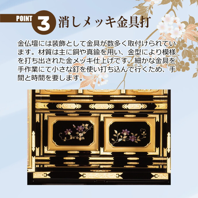 楽天市場】金仏壇 直置型 18号 RA100247 楽々セット西 金箔製 お西用