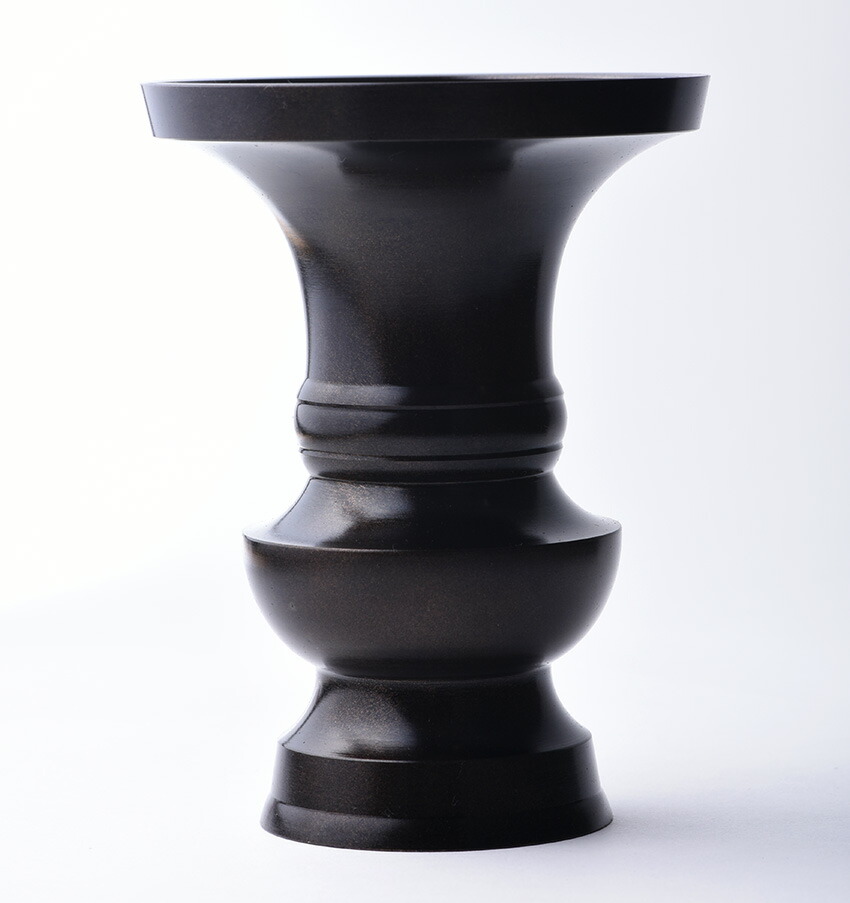 楽天市場】花立 花瓶 花壺 上丸型 地花 真鍮製 色付 4.5号 丸型 並品