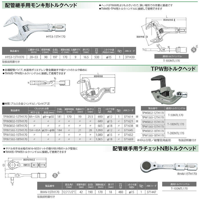 楽天市場】トップ工業 配管継手/分水栓用トルクレンチフルセット
