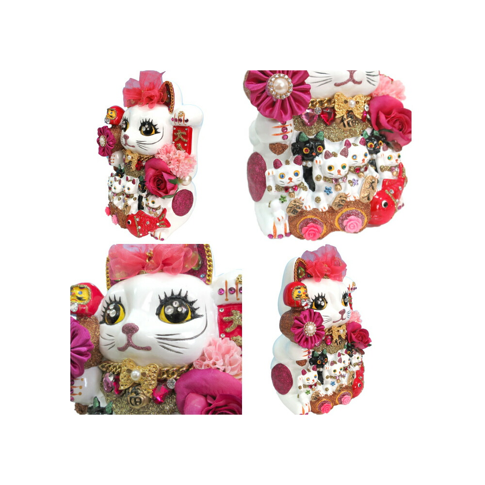 楽天市場】招き猫 置物 開店祝い 貯金箱 キラキラ ラインストーン 左手