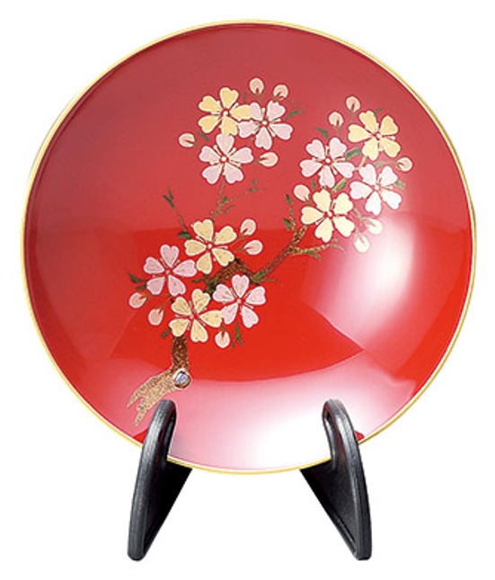 楽天市場】会津漆器 会津塗 3.9 単盃 (スタンド付)(漆・手塗) 朱 桜