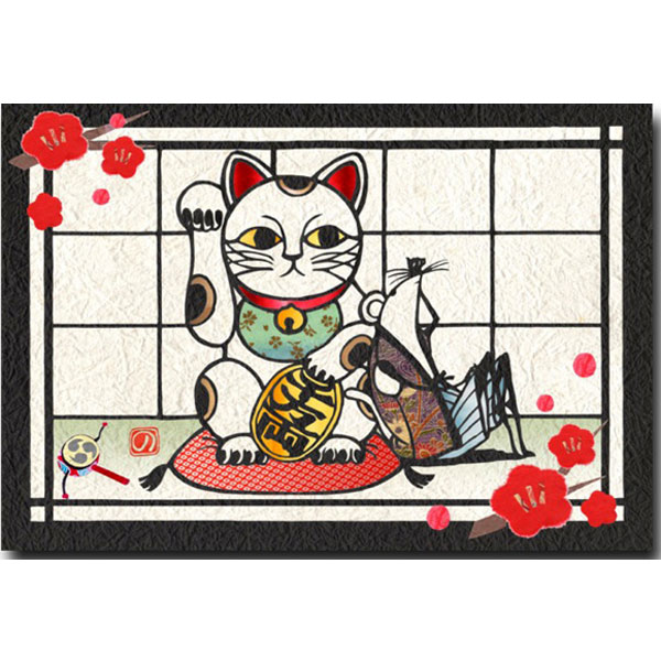 楽天市場】にしじまのりこ・切り絵ポストカード「招き猫」 : ポスト