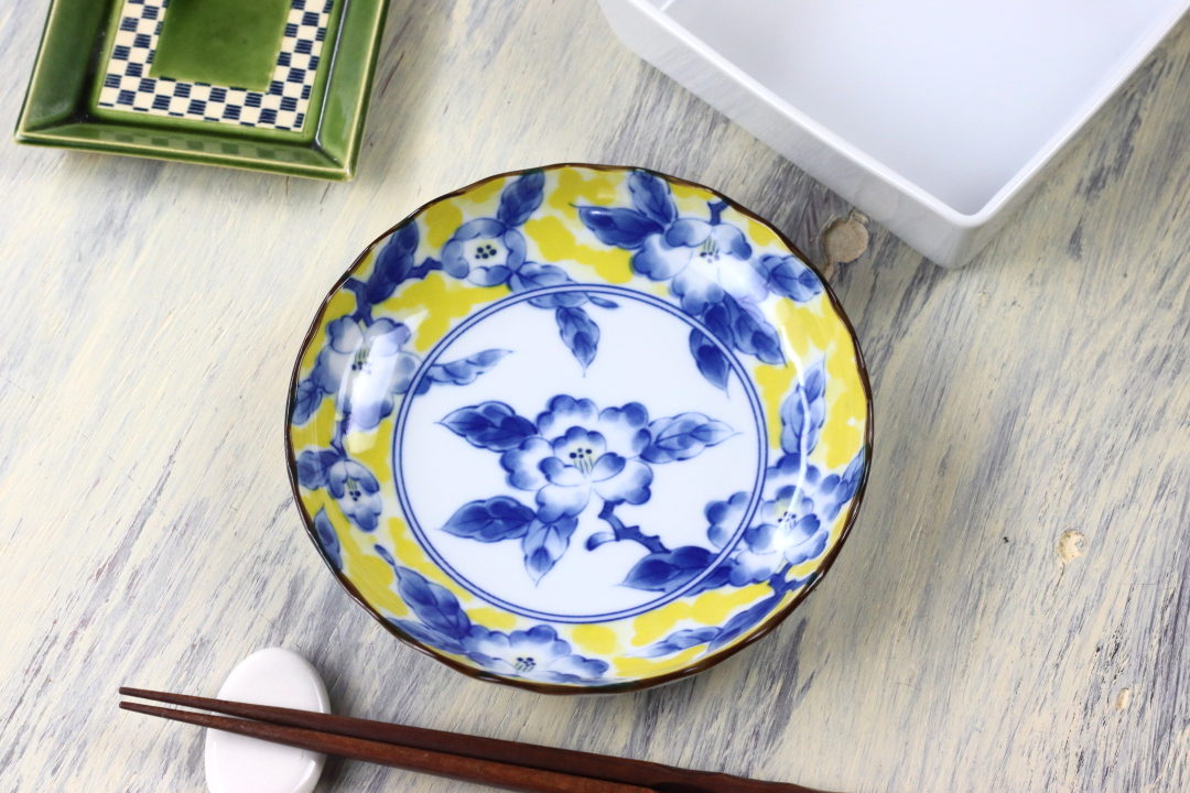 楽天市場】黄彩花紋 取り皿 16.5cm 日本製 美濃焼 菊型50皿 小皿 中皿