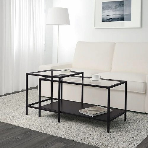 楽天市場】IKEA イケア ネストテーブル2点セット ガラス ブラック