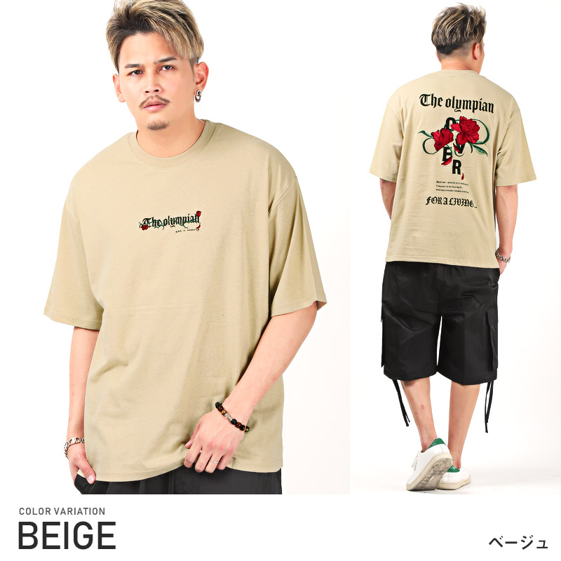 楽天市場】Tシャツ メンズ 【バラ刺繍バックプリントTシャツ】韓国