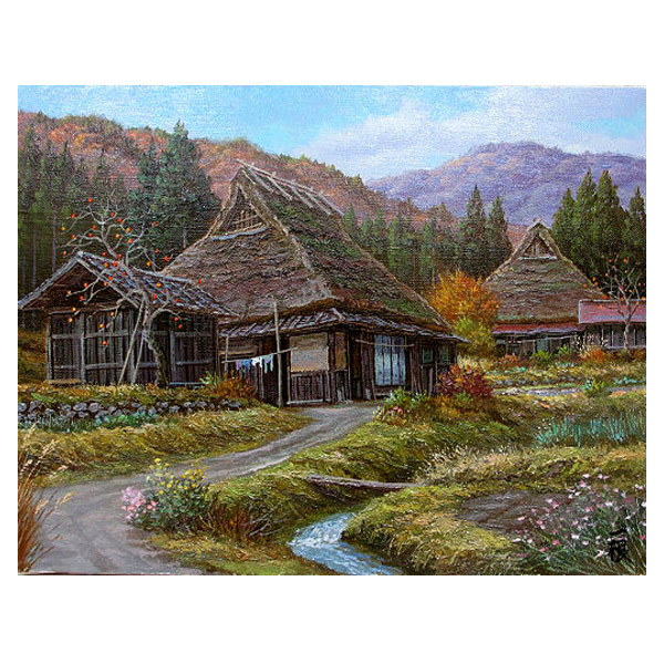 楽天市場】油彩画 F6号 猿渡一根 「晩秋 京都美山」 真筆 額入り 油絵