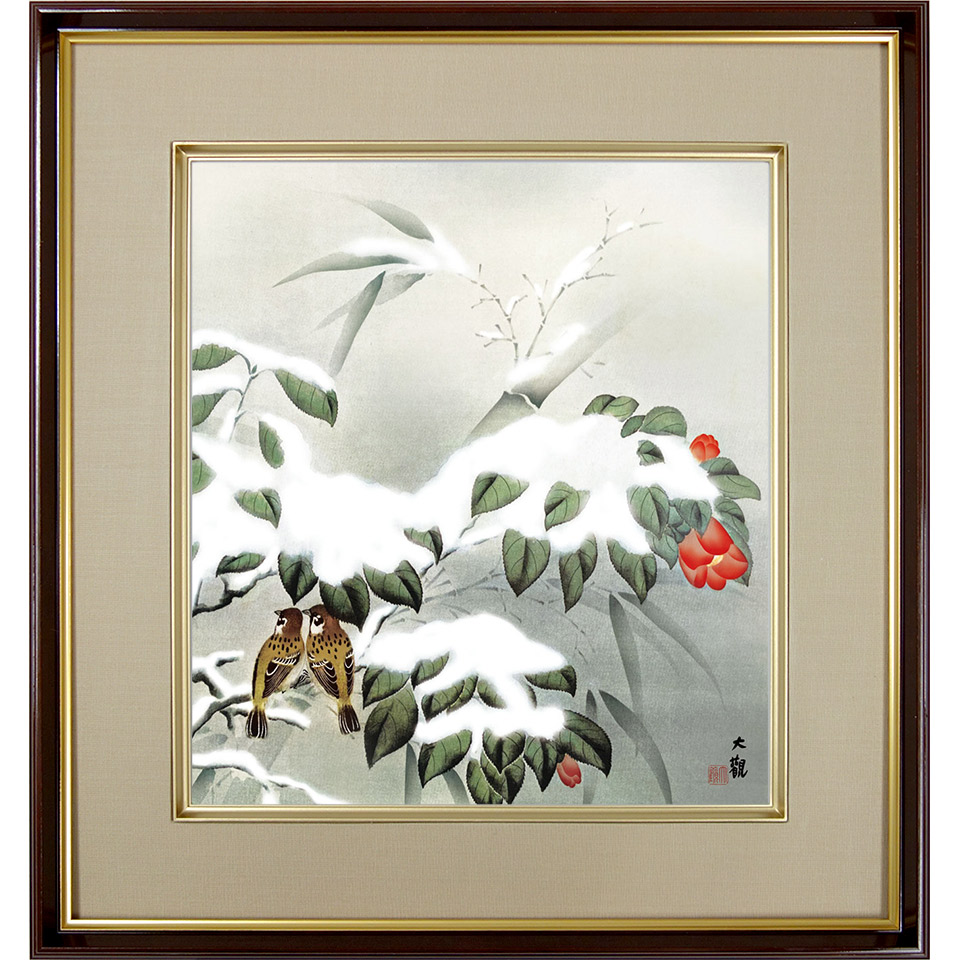 楽天市場】横山大観「冬の夕」複製画 額入り 色紙額 特殊工芸画 冬 雪