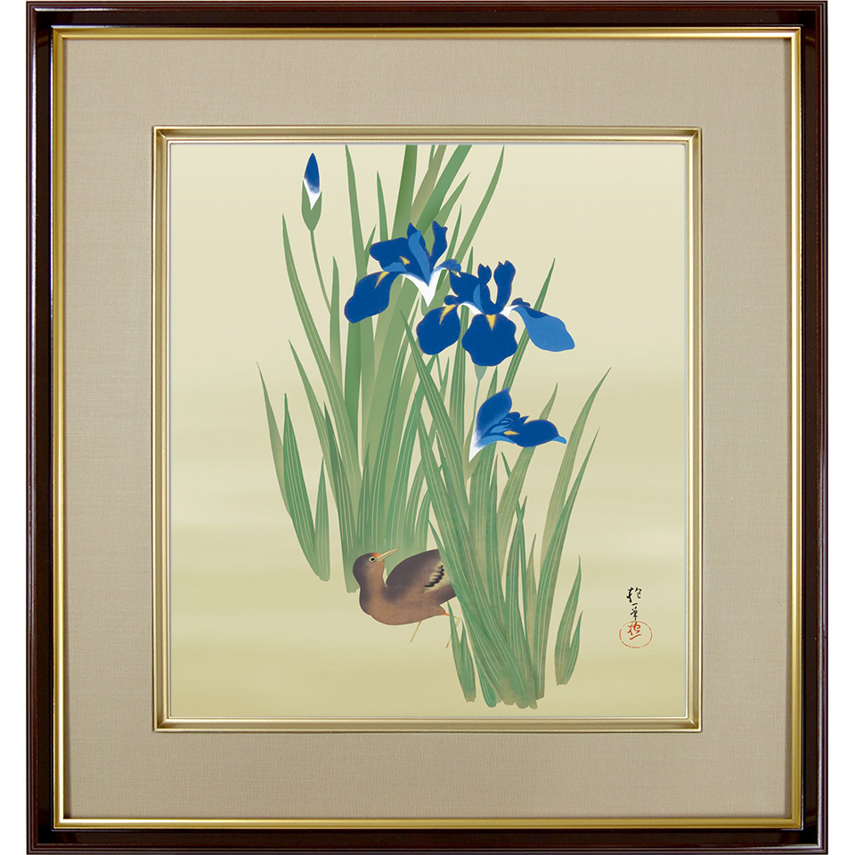楽天市場】酒井抱一「燕子花に水鶏図」複製画 額入り 色紙額 特殊工芸