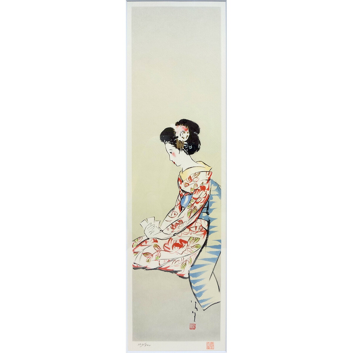 楽天市場】版画 竹久夢二 「歌留多」 リトグラフ 複製版画 額付き たて