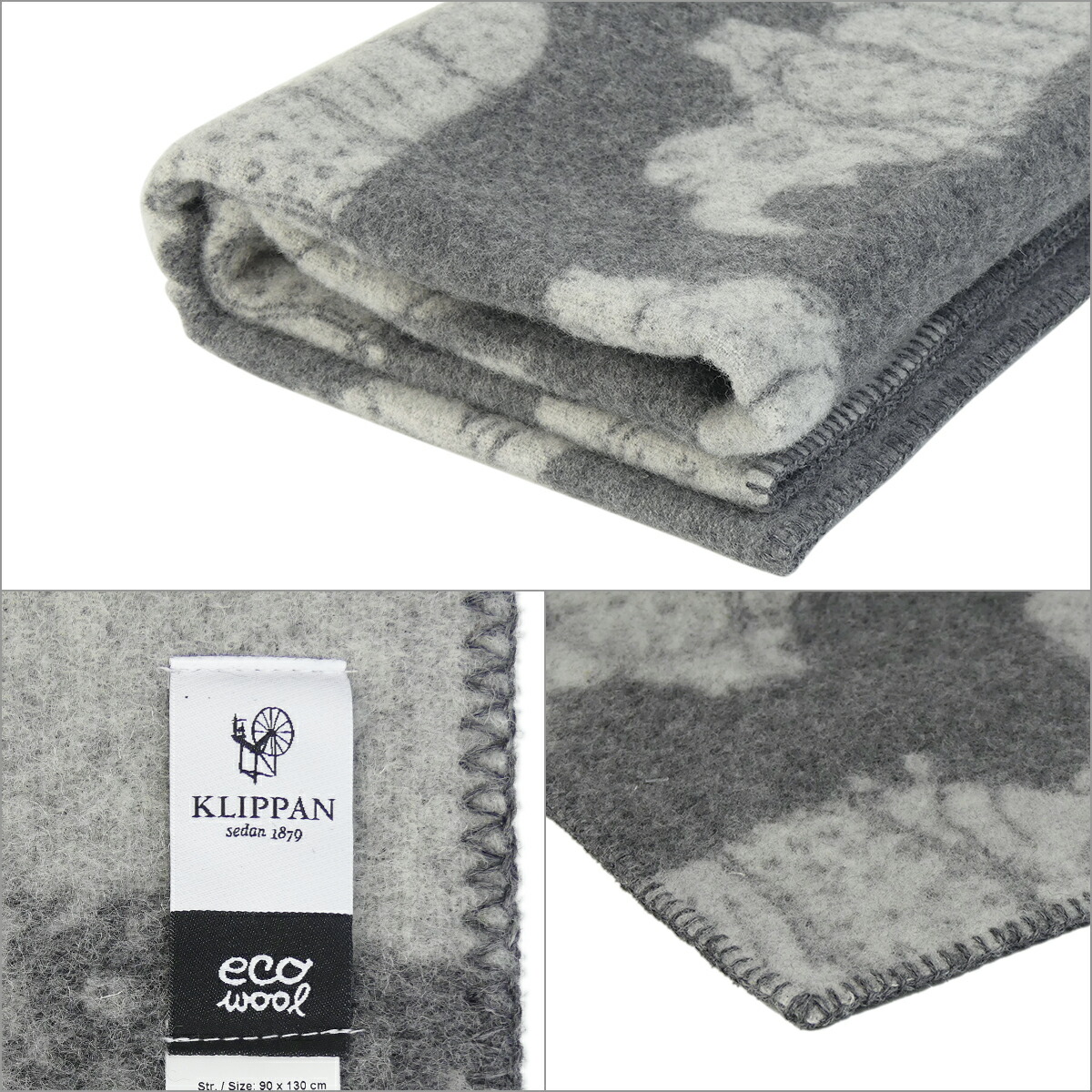 楽天市場】KLIPPAN クリッパン ウールブランケット 90x130 Rhino Grey