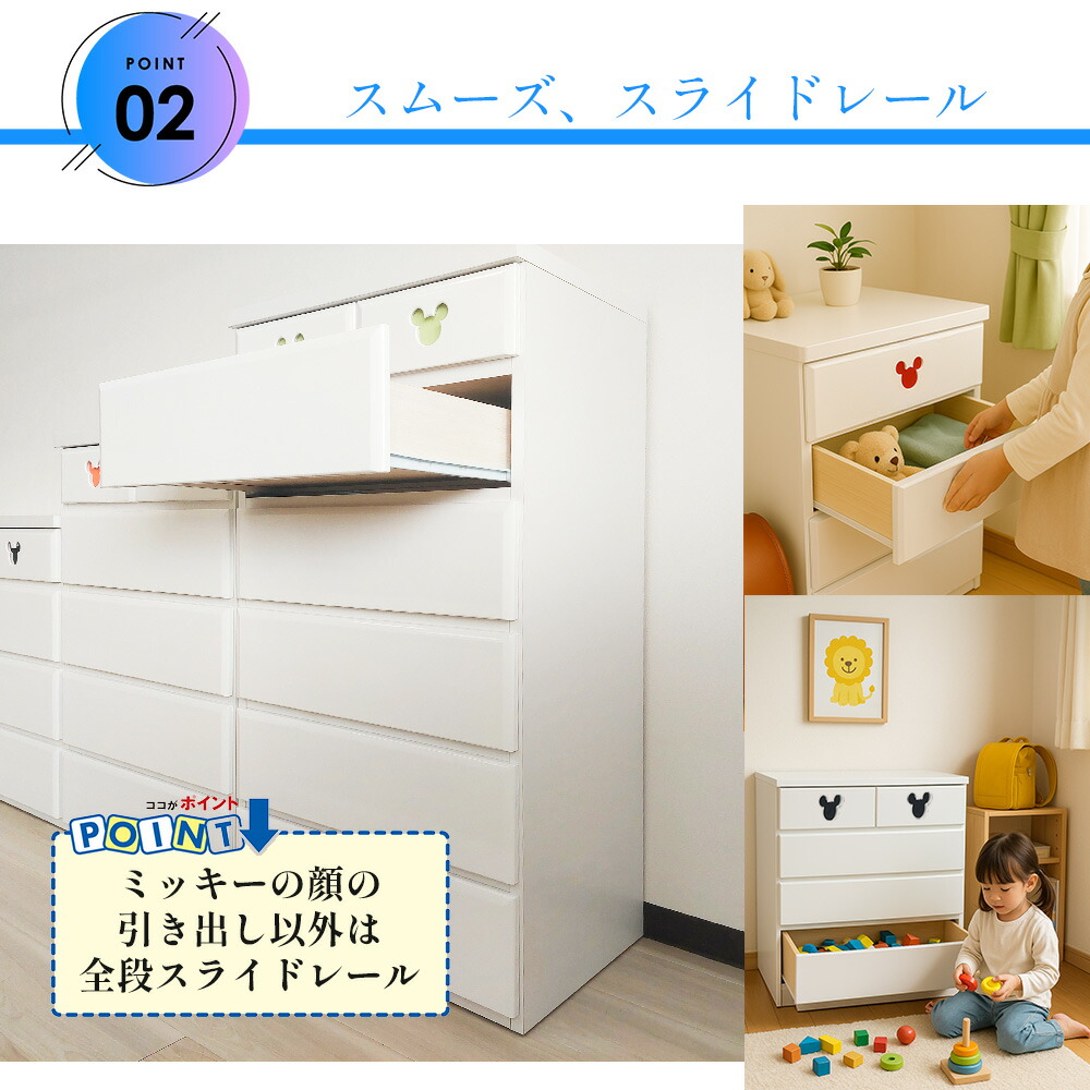 楽天市場】ミキット | ディズニー 日本製 完成品 チェスト 5段 収納 4