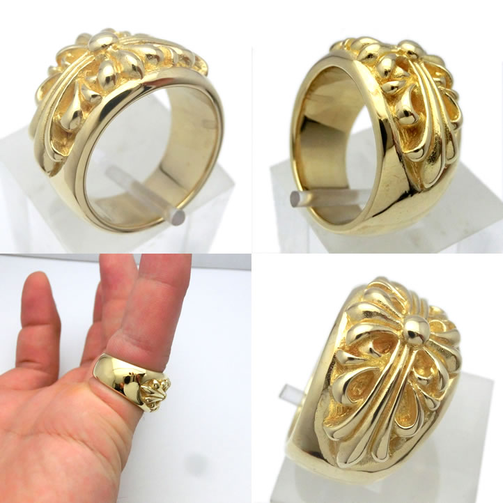 楽天市場】ゴールドフローラルゴシッククロスリング 真鍮 ブラス【ring