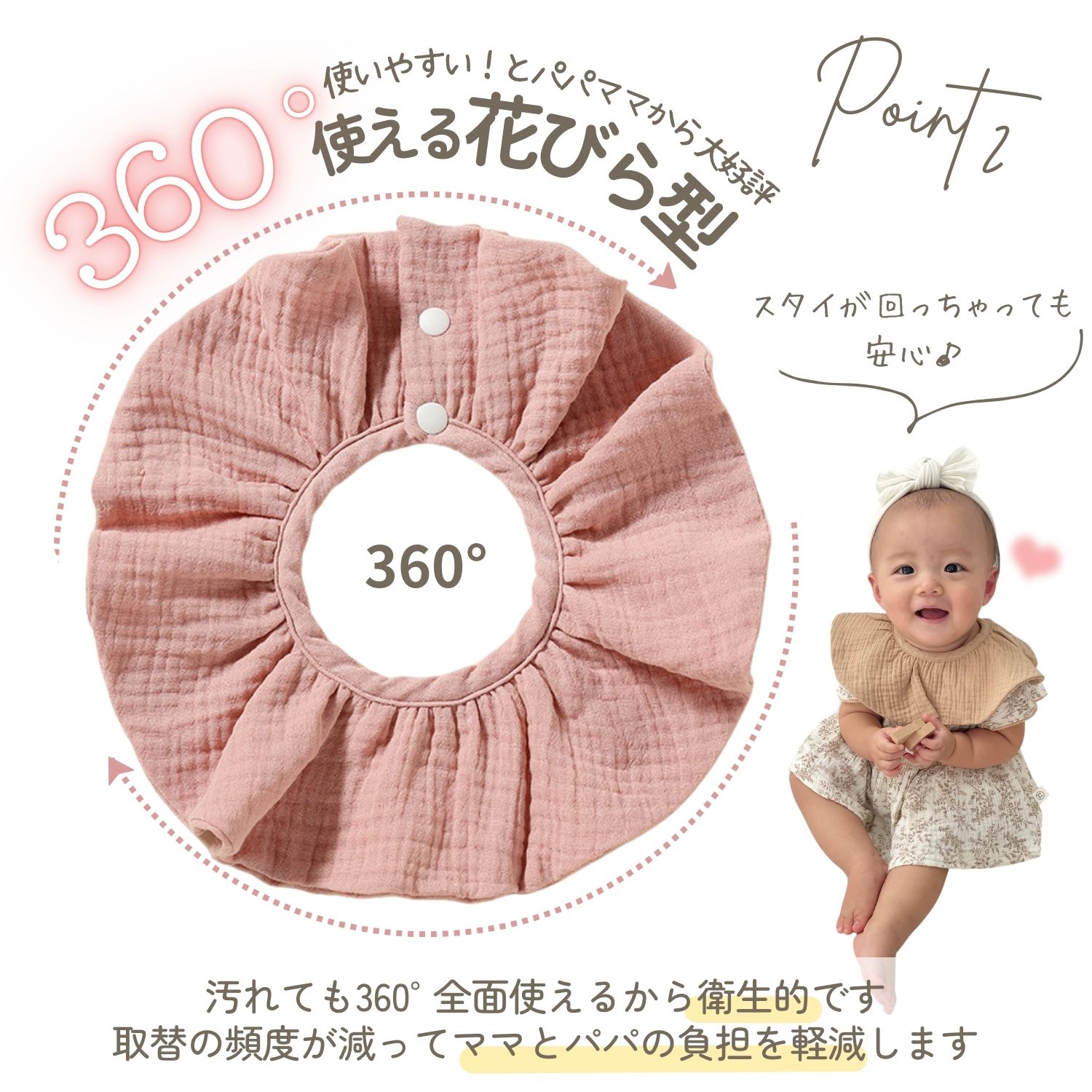 楽天市場】フリルスタイ365 3枚セット 360° よだれかけ シンプル