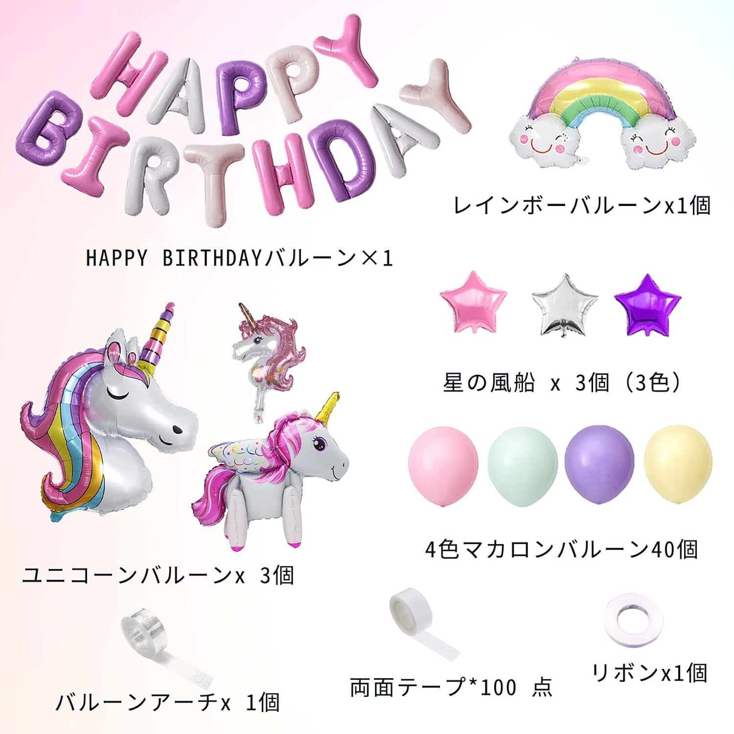 楽天市場】誕生日 バルーン 女の子 ユニコーン 誕生日 バルーン 風船
