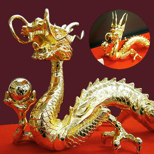 楽天市場】開運招福 龍 インテリア 置物 金龍 曙 金メッキ 竜ドラゴン