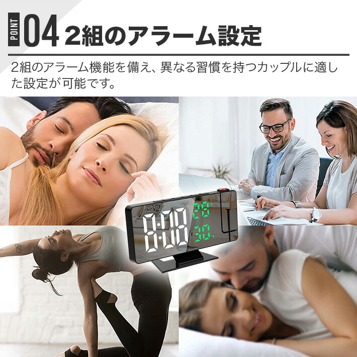 楽天市場】デジタルLED時計 投影時計 目覚まし 卓上 180度回転 天井/壁