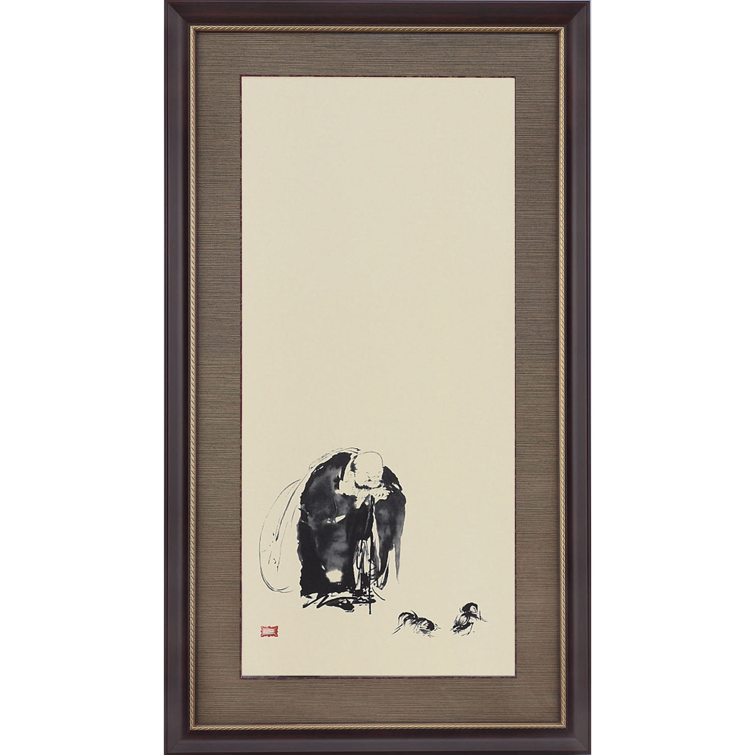 楽天市場】宮本武蔵 布袋観闘鶏図 複製絵画 額装 美術品 レプリカ : 光