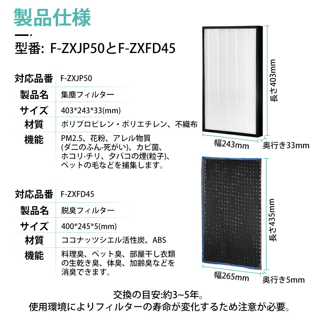 楽天市場】F-ZXJP50 F-ZXFD45 空気清浄機フィルター パナソニック 集