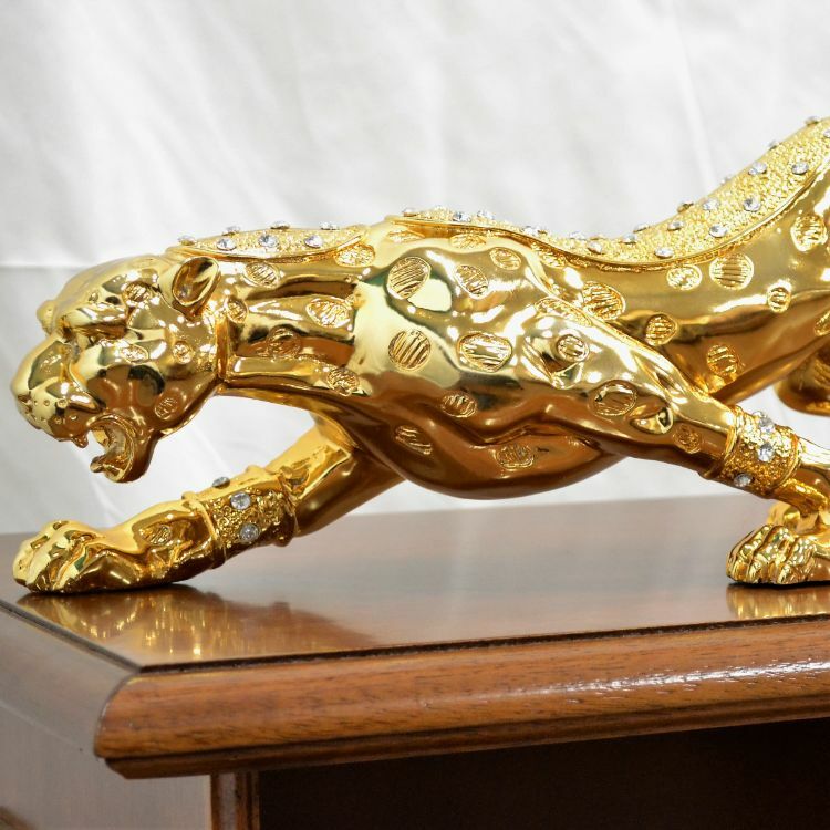 楽天市場】ヒョウ 置物 W55cm 金色 インテリア 豹 金の置物 レオパード