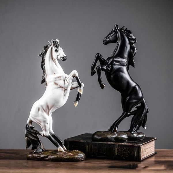 楽天市場】【馬の置物 風水インテリア 36cm】レジン製 高級彫刻 白馬