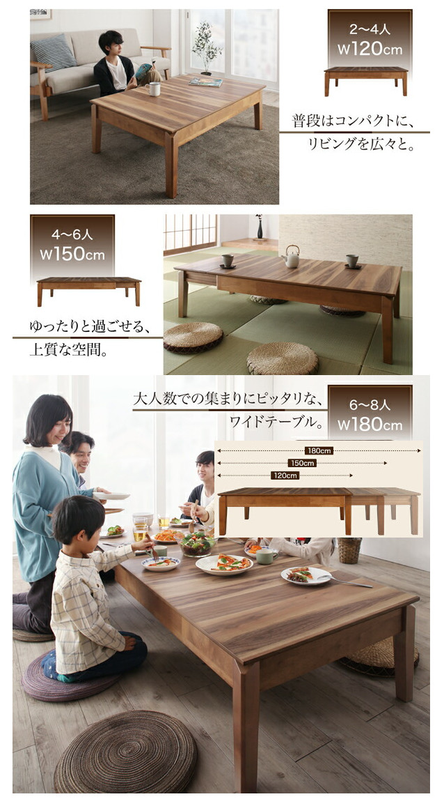 楽天市場】エクステンションテーブル 伸縮式 伸長式 拡張式 センター
