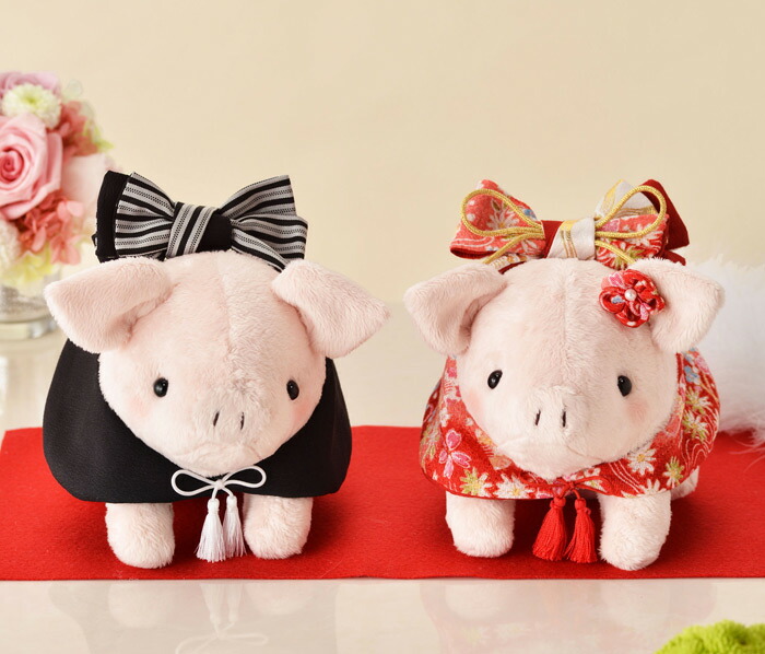 楽天市場】和装とんちゃんピンク ウェディングドール完成品（赤い着物