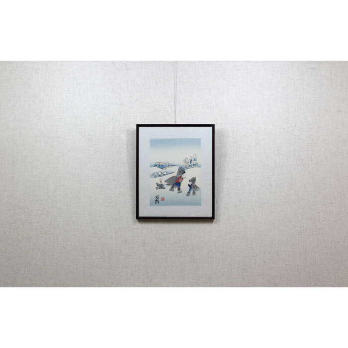 楽天市場】絵画 谷内六郎 木版画 『冬（四季版画より）』 丘 人物