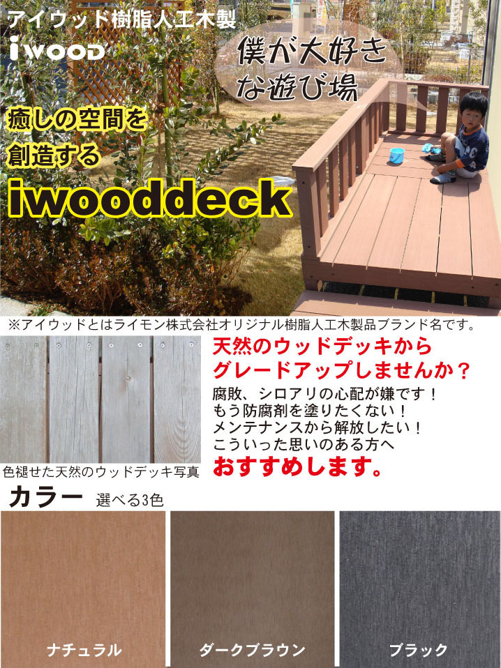 楽天市場】ウッドデッキ 人工木製 1.5坪 [6点セット] ダークブラウン
