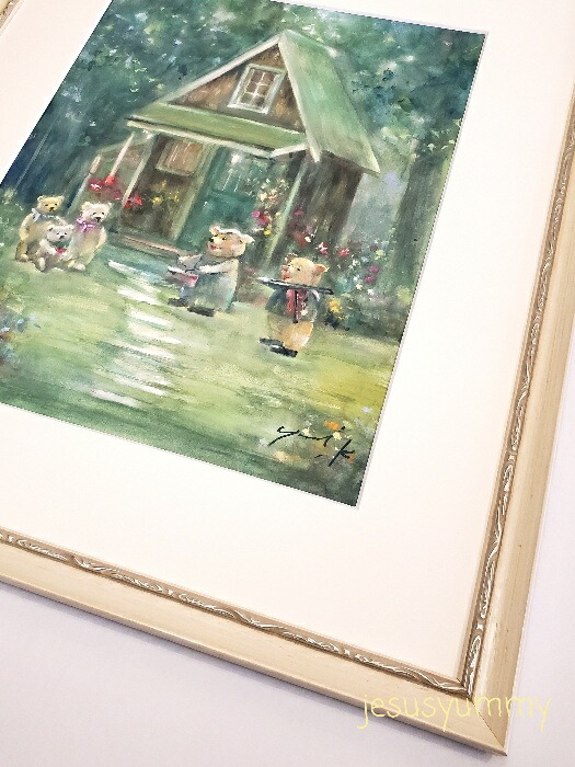 楽天市場】絵画 原画 「森の演奏会」 水彩/パステル F6 アンティーク