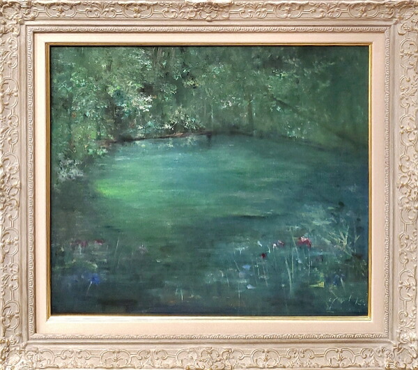油彩画 自然の風景 約27cm x 25cm 油彩画 風景 風景画 油彩 絵画風景画
