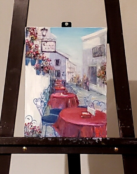 楽天市場】絵画 「赤と青の白い街」 油彩画 油絵 原画 風景画 お部屋や