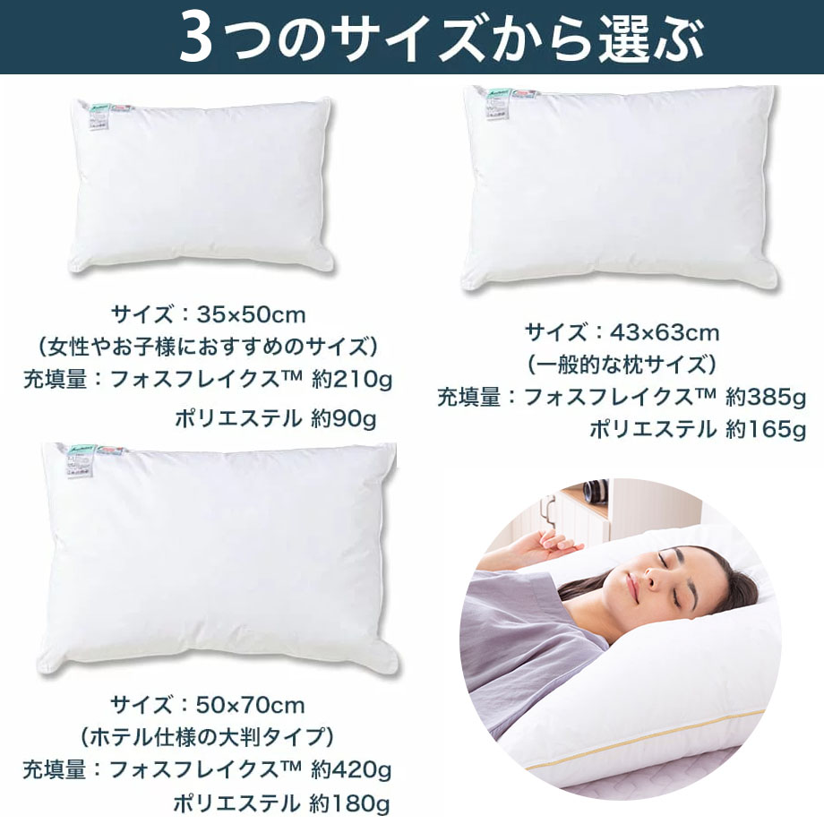 楽天市場】フォスフレイクスピロー 50×70cm ウォッシャブルピロー 枕