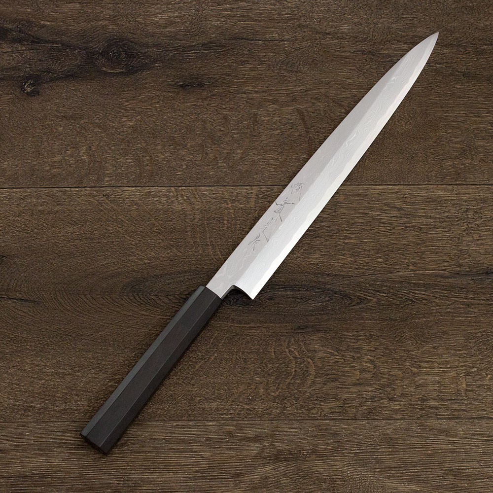 楽天市場】青一 ダマスカス 黒檀 刺身 240mm 實光包丁(堺包丁) jk_h