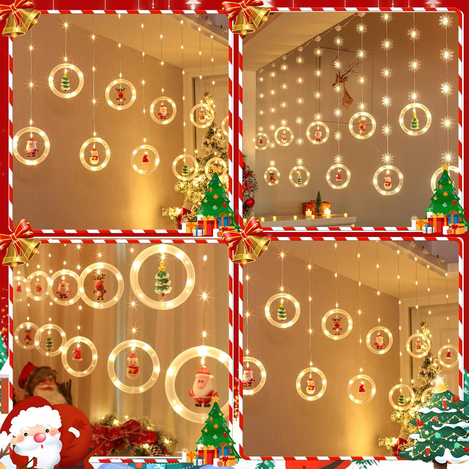楽天市場】LED クリスマス イルミネーション 自宅 サンタ 5.7m 100電球