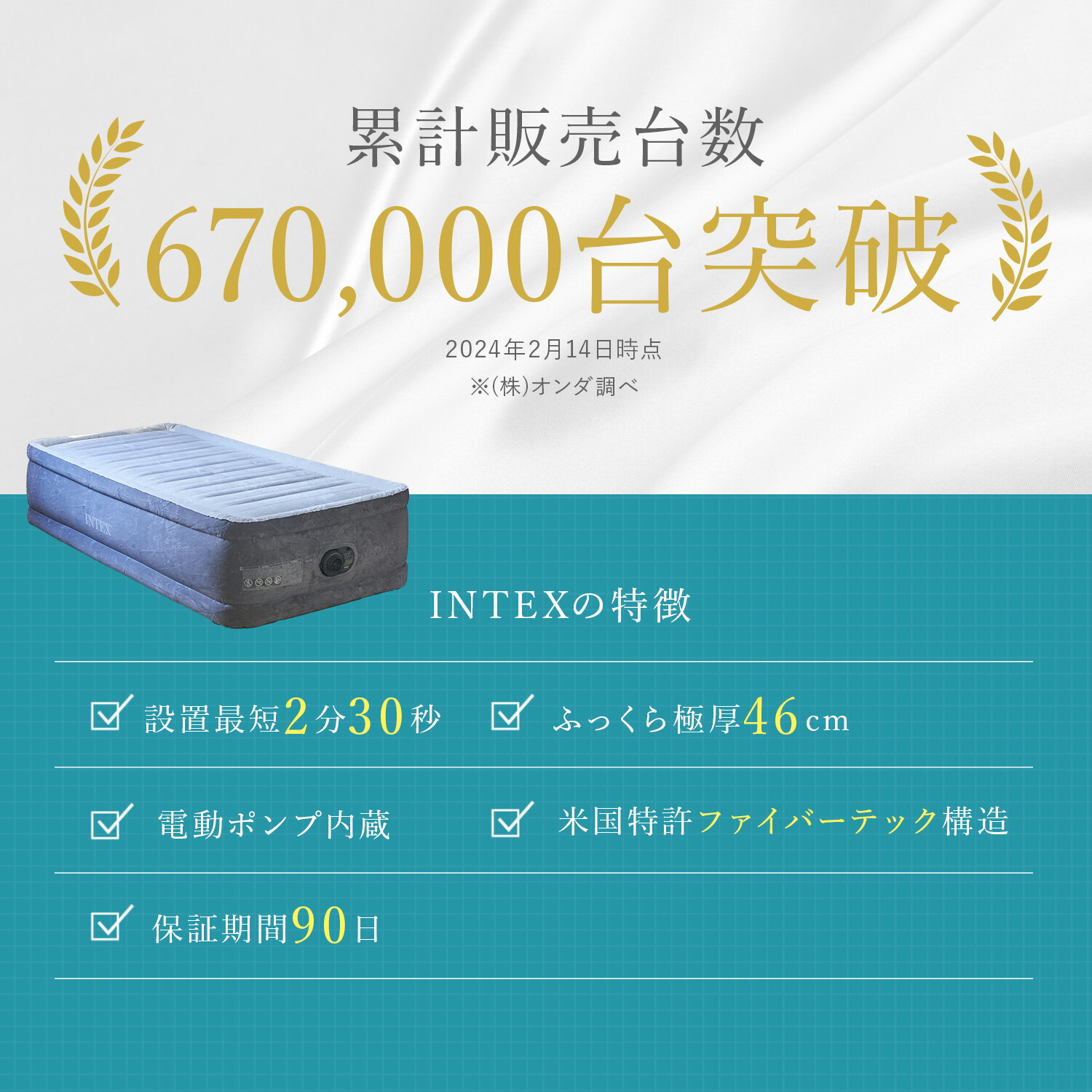 楽天市場】【極厚46cmタイプ】NTEX エアーベッド シングル 64411 高さ