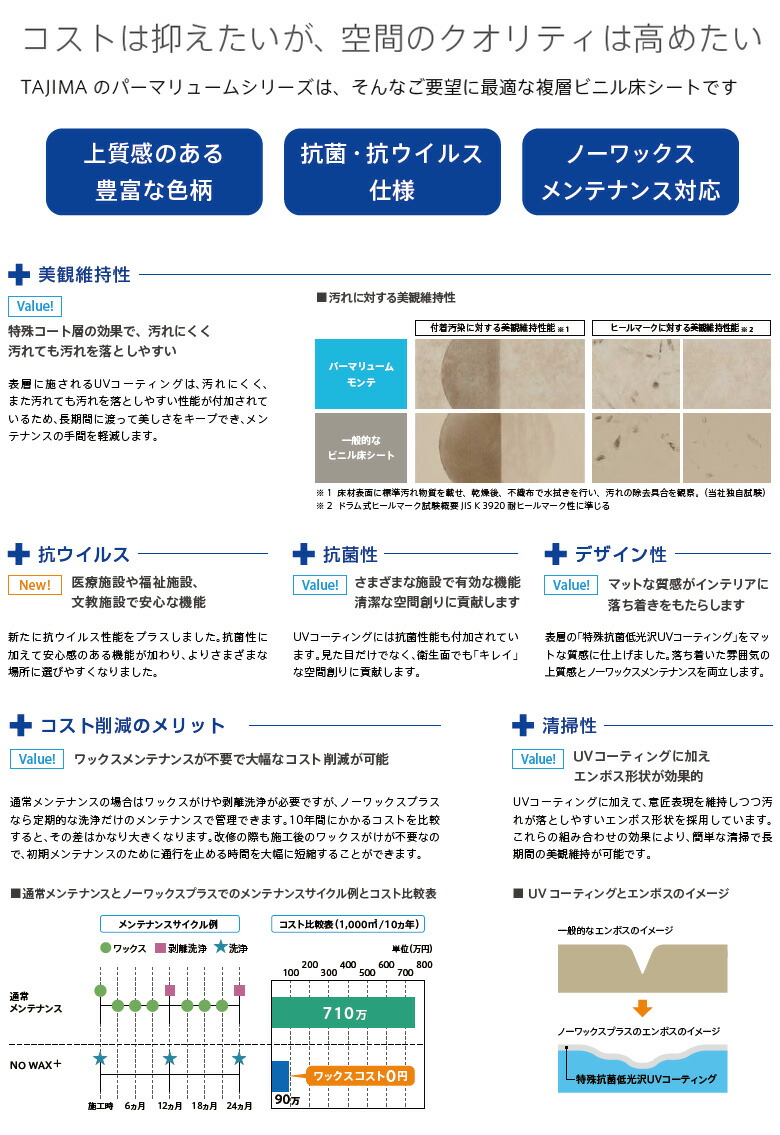 楽天市場】【＊送料無料（1都3県）】タジマ ビニル床シート 長尺シート