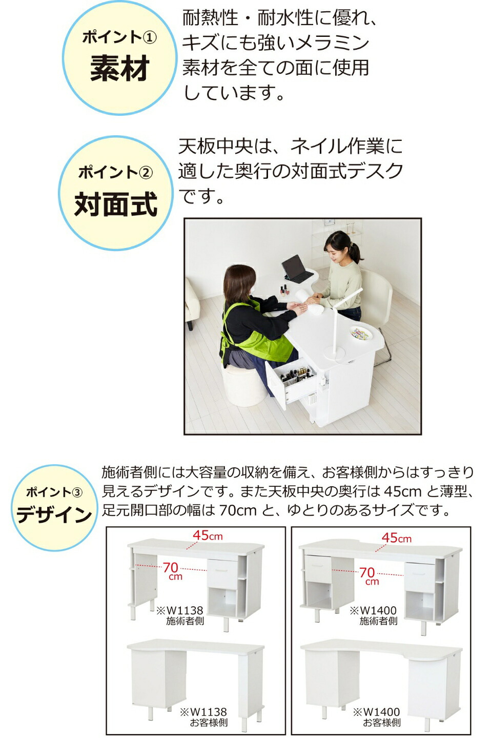 楽天市場】【6ヶ月保証付】ネイルデスク W1138 ネイルデスク 机 デスク