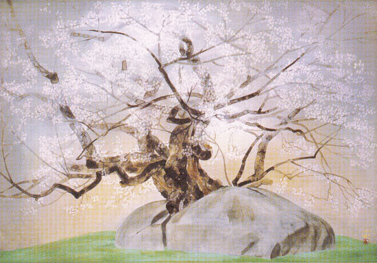 楽天市場】中島千波 絵画 石割櫻 送料無料 【複製】【美術印刷】【巨匠
